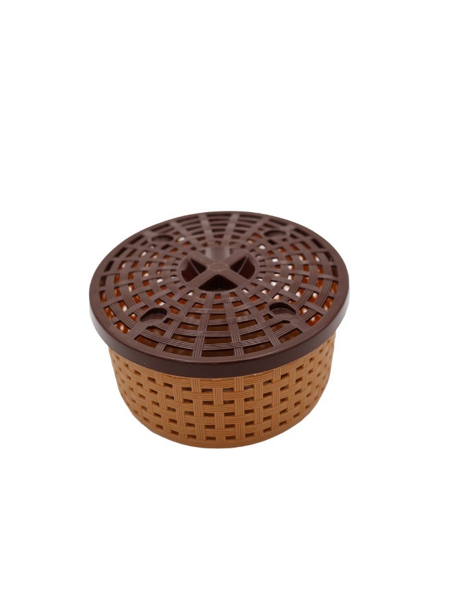 IDEAL PACK Nakoda Coco Oval Shape Plastic Storage Basket with Lid | Rattan Design Multipurpose Organizer for Home, Kitchen & Office | Lightweight, Stackable & Durable - Image 1