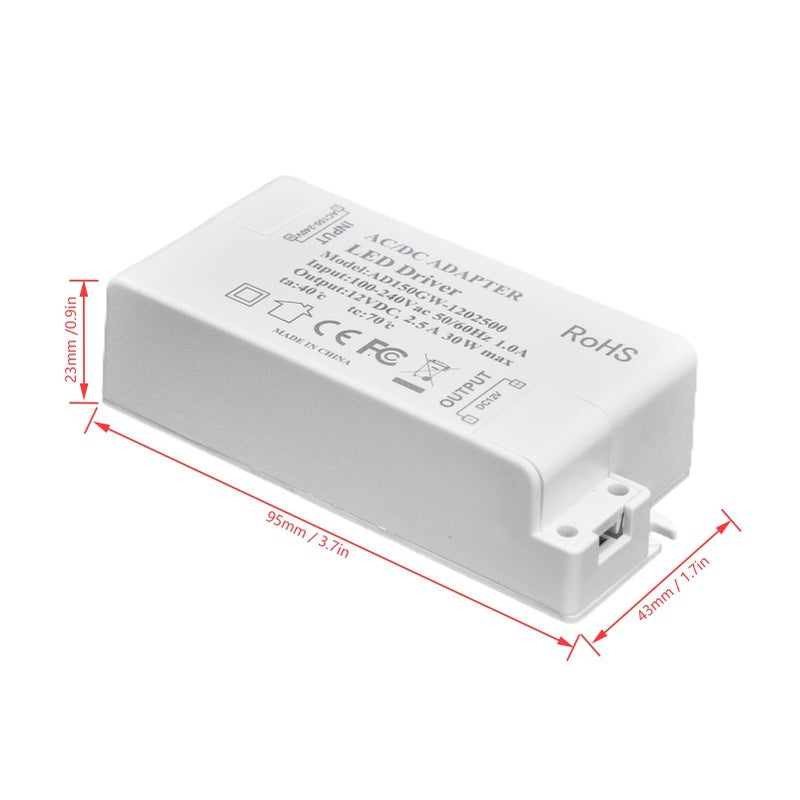 Dimmable 30W 12V LED Driver Transformer 2.5A Output ABS Material for Kitchen Bathroom Lighting - Image 4
