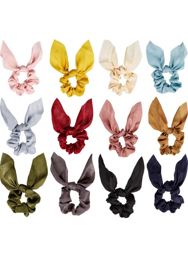 ياومياو 12 قطعة من ربطات الشعر Scrunchie على شكل أرنب وربطات شعر Scrunchies للشعر فيونكة حريرية وعقدة ربطات شعر مرنة وربطات شعر مرنة للنساء والفتيات  - Image 1