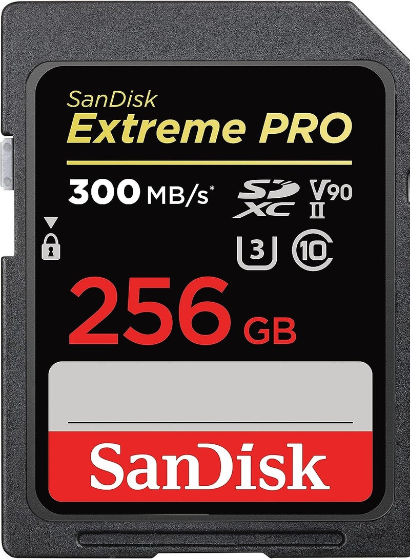 sandisk Extreme Pro SDXC UHS II V90 SD Card 256GB, 300MB/s R, 260MB/s W for 8K and 4K Video