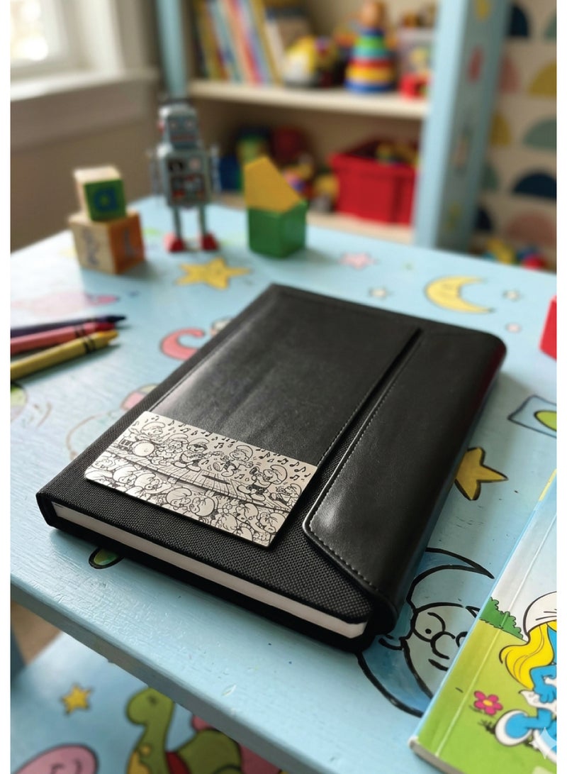 Black Leather Notebook with The Smurfs Design – Premium A5 Journal for Daily Writing & Notes - Image 2