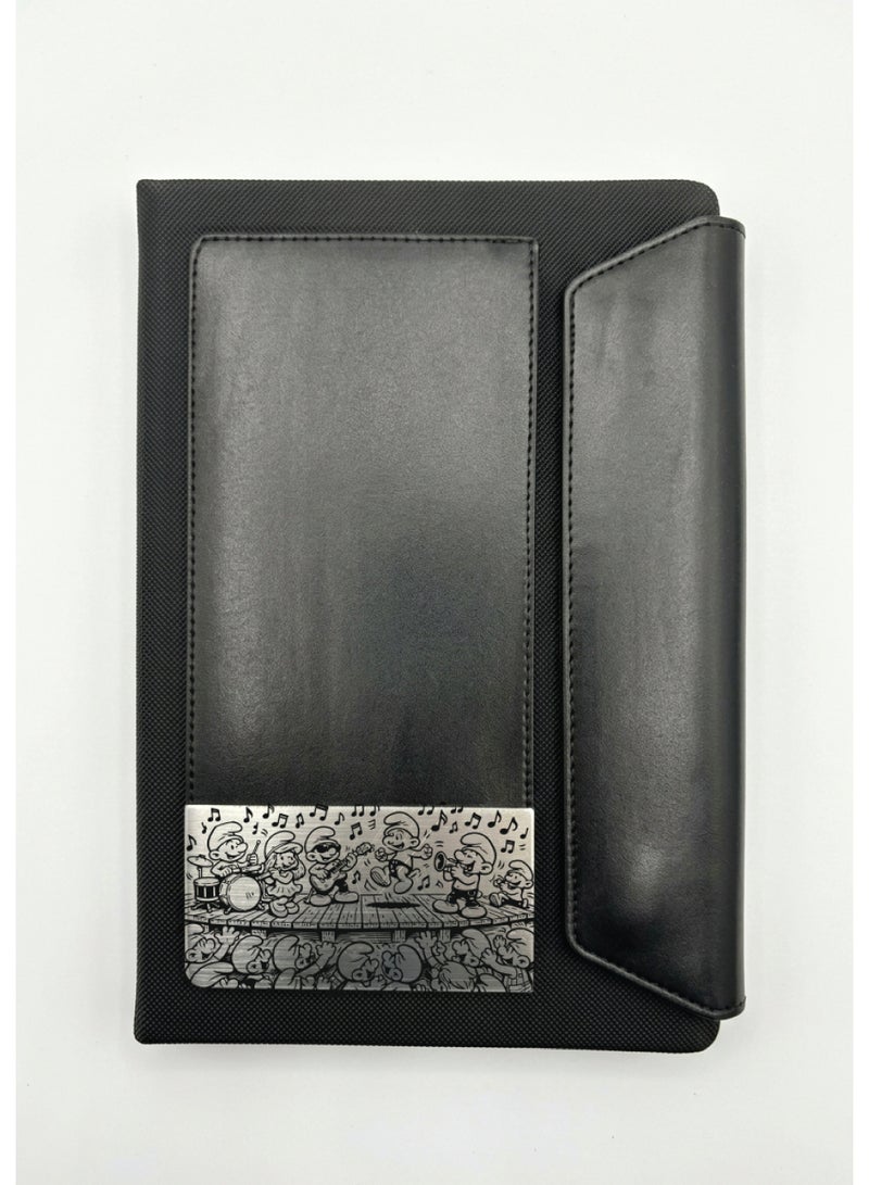 Black Leather Notebook with The Smurfs Design – Premium A5 Journal for Daily Writing & Notes - Image 3