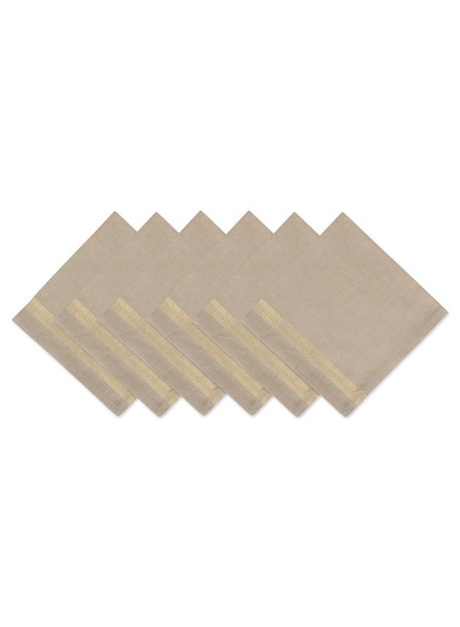 DII Holiday Dining Table Linen Sparkle Metallic Kitchen Décor, Napkin Set, 20x20, Gold Metallic Stripe, 6 Piece - Image 1