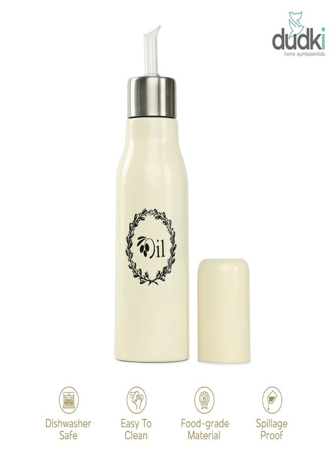 dudki Stainless Steel Oil Dispenser 500 ML Bottle Leakproof | Oil Nozzle Dropper | Cooking Oil Bottle For Home, Kitchen, Cooking, Café, Restaurant (IVORY) - Image 4