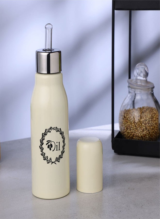 dudki Stainless Steel Oil Dispenser 500 ML Bottle Leakproof | Oil Nozzle Dropper | Cooking Oil Bottle For Home, Kitchen, Cooking, Café, Restaurant (IVORY) - Image 1