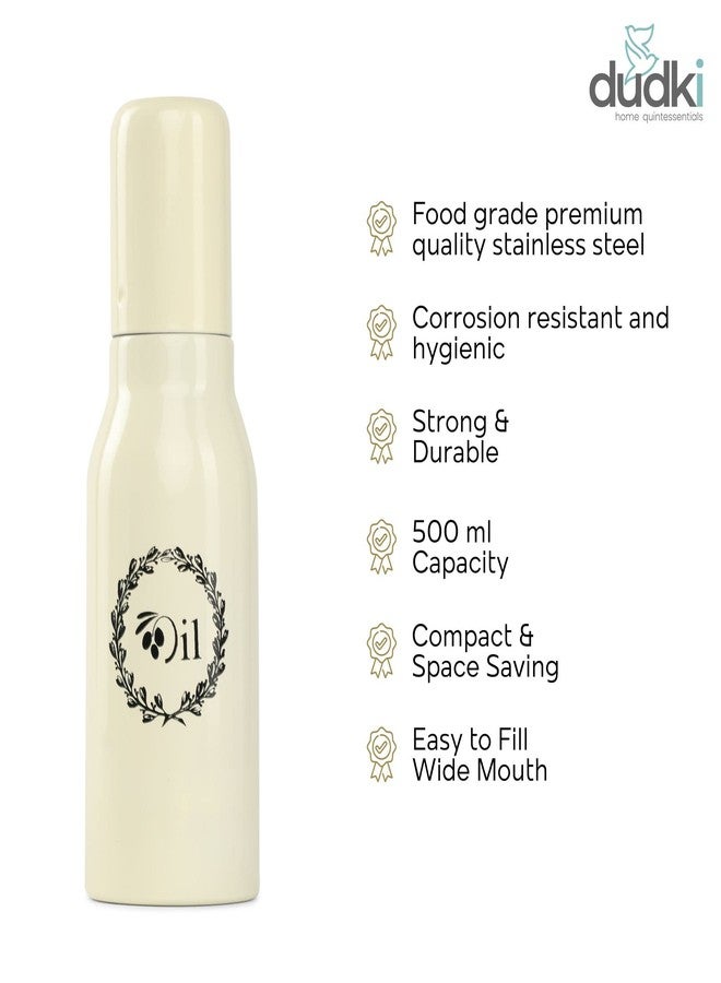 dudki Stainless Steel Oil Dispenser 500 ML Bottle Leakproof | Oil Nozzle Dropper | Cooking Oil Bottle For Home, Kitchen, Cooking, Café, Restaurant (IVORY) - Image 3