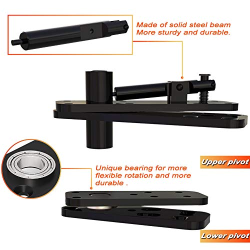 Frmsaet Heavy Duty Stainless Steel Hidden Door Pivot Hinge System Furniture Hardware 360 Degree Rotation Wooden Invisible Door Hinges Set Up Down Shaft - 2 Pack(Large Black) - Image 2