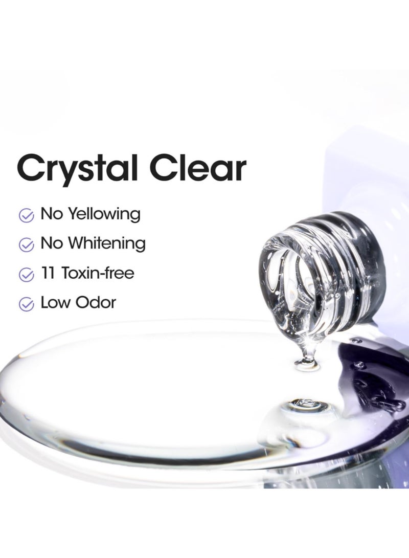 2 Pcs No Wipe Gel Top & Base Coat Set for Gel Polish&Poly Gel - (Glossy Top Coat & Base Coat, 12 ml)