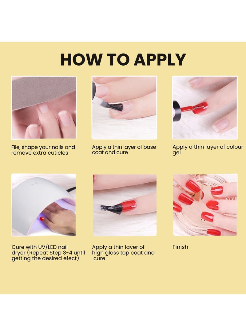2 Pcs No Wipe Gel Top & Base Coat Set for Gel Polish&Poly Gel - (Glossy Top Coat & Base Coat, 12 ml)