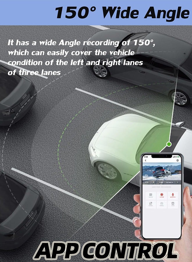 الحلم كاميرا داش للسيارات RUIYADA كاميرا داش ذكية مع رؤية ليلية مسجل قيادة مخفي للسيارة 1080P داشكام وضع وقوف 24 ساعة ومسجل اتصال بالهاتف المحمول مع بطاقة 32 جيجابايت - Image 2