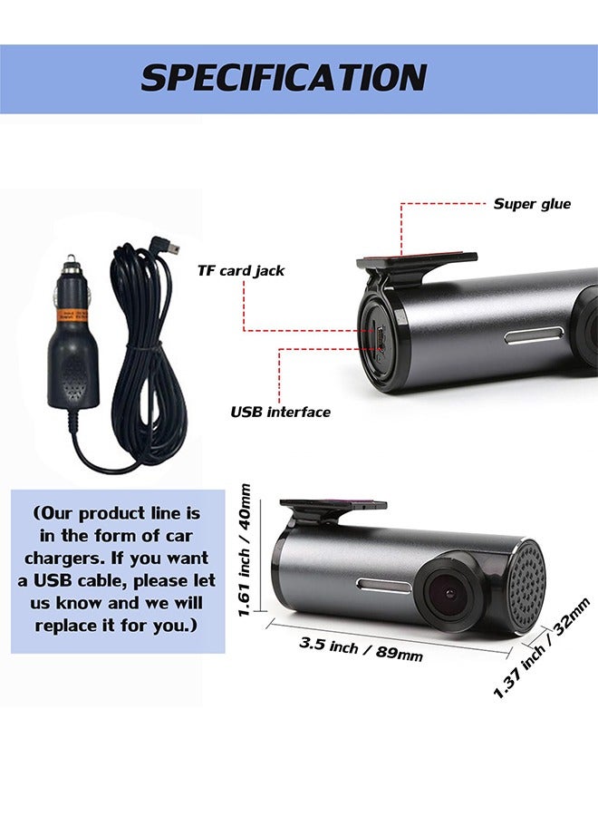 الحلم كاميرا داش للسيارات RUIYADA كاميرا داش ذكية مع رؤية ليلية مسجل قيادة مخفي للسيارة 1080P داشكام وضع وقوف 24 ساعة ومسجل اتصال بالهاتف المحمول مع بطاقة 32 جيجابايت - Image 5