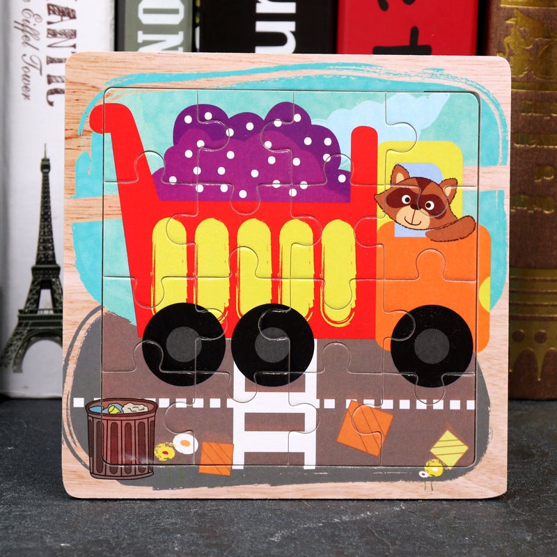 Wooden Animal And Ocean Cognitive Puzzles With Patterned Patchwork And Flat Assembly For Children - Image 1