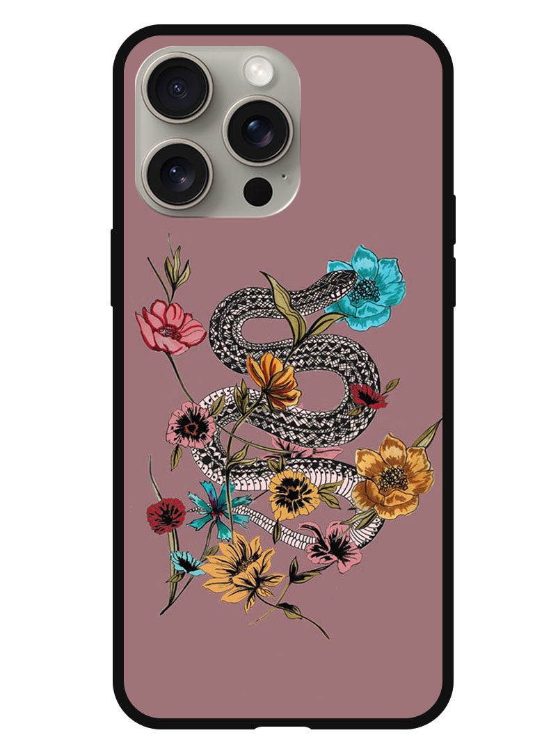 Theodor Protective Case Anti Scratch Shock Proof Bumper Cover For iPhone 15 Pro Flower Snake - Image 1