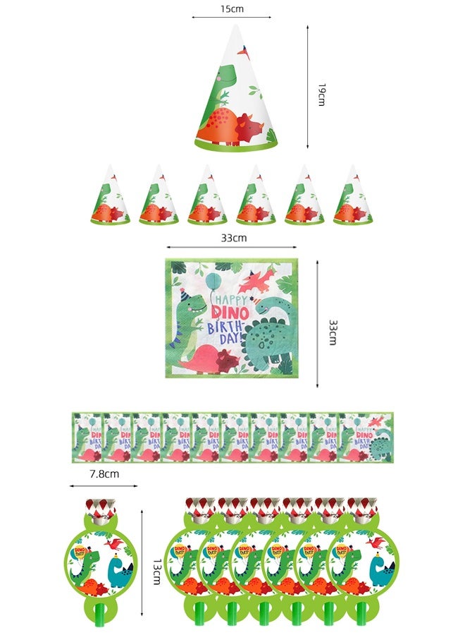 40 Piece Cartoon Dinosaur Theme Birthday Party Disposables Set  - Image 3