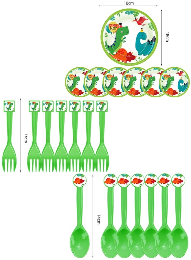 40 Piece Cartoon Dinosaur Theme Birthday Party Disposables Set  - Image 2