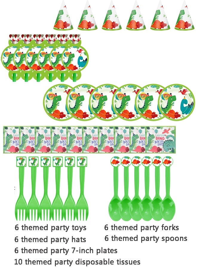 40 Piece Cartoon Dinosaur Theme Birthday Party Disposables Set  - Image 1