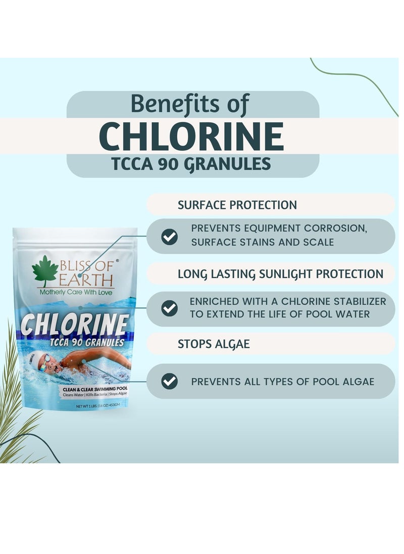 BLISS OF EARTH Bliss of Earth Japanese Chlorine Powder for Pool, Clean & Clear Swimming Pool, Kills Bacteria & Stops Algae, Pool Disinfectant Granular Chlorine, 453g  - Image 2