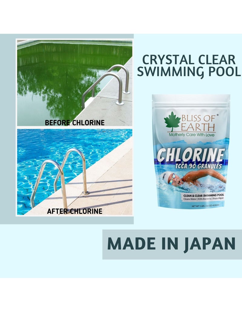 BLISS OF EARTH Bliss of Earth Japanese Chlorine Powder for Pool, Clean & Clear Swimming Pool, Kills Bacteria & Stops Algae, Pool Disinfectant Granular Chlorine, 453g  - Image 3