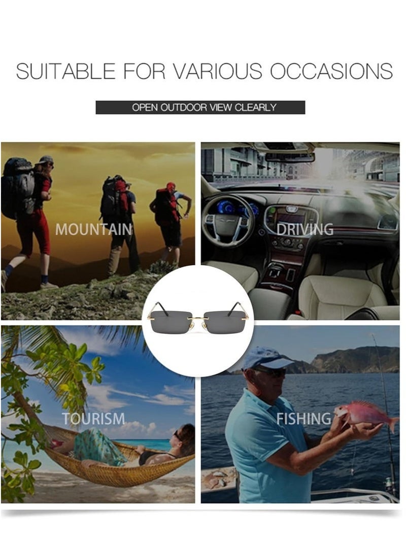 Gasin New Rimless Fashion Trend Sunglasses Personalized Sunglasses UV Protection Unisex  - Image 3