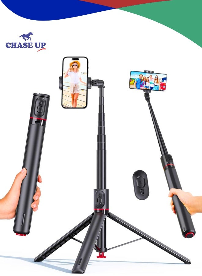 Chase Up Automatic Pop-up Selfie Stick Travel Tripod for Mobile Phone with Remote Control and Phone Holder, 177cm Extendable Tripod for iphone, Phone Tripod Stand for Video Recording - Image 1