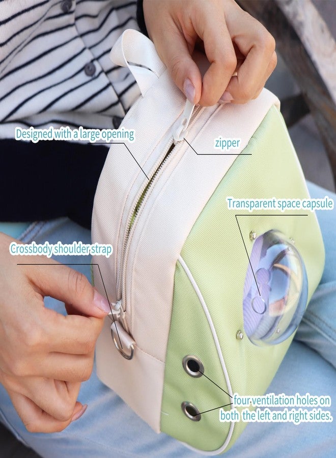 HardcorePet Hamster Carrier, Suitable for Sugar Gliders, Rats, Parrots and Other Small Pets, Breathable Bird Backpack with Transparent Spacecraft (Green) - Image 4