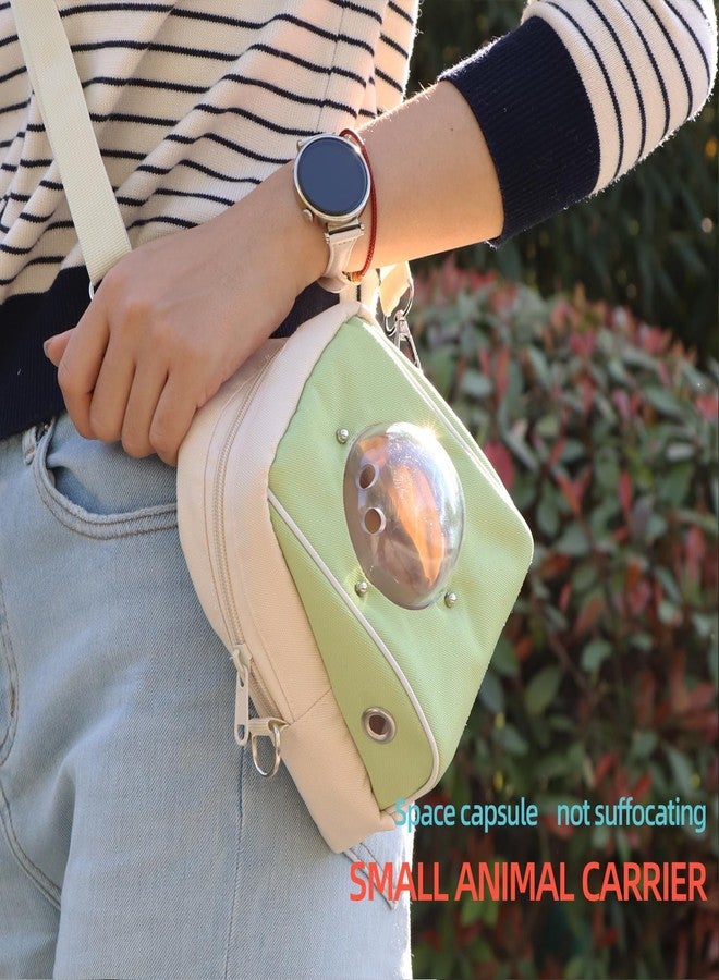 HardcorePet Hamster Carrier, Suitable for Sugar Gliders, Rats, Parrots and Other Small Pets, Breathable Bird Backpack with Transparent Spacecraft (Green) - Image 2