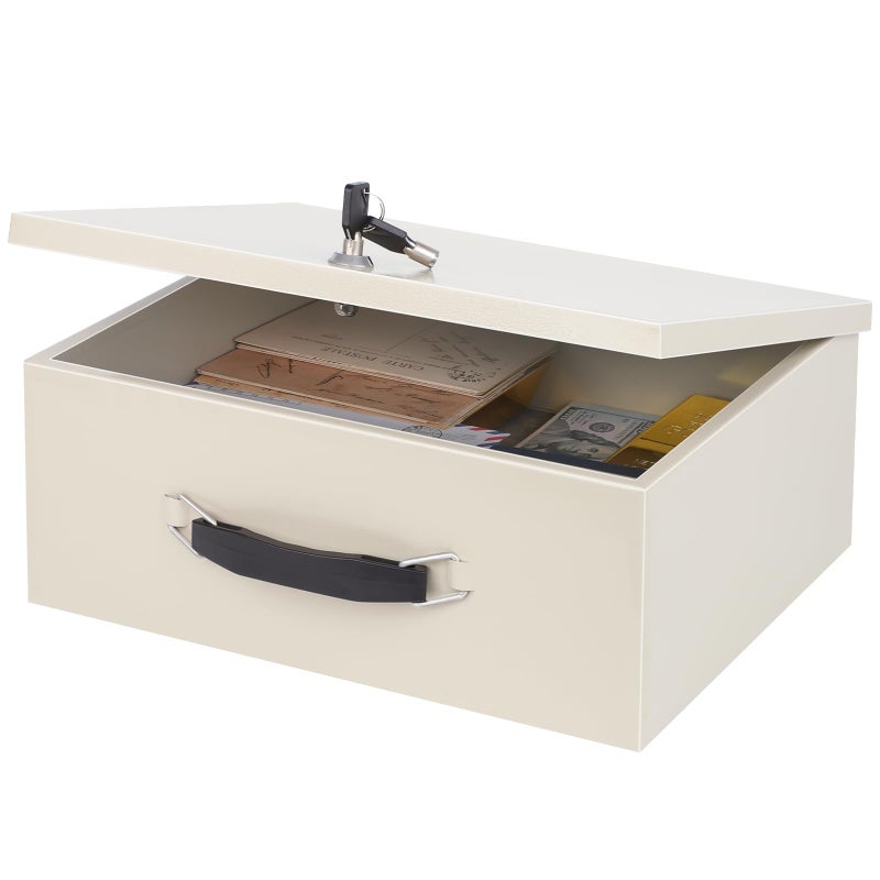 xydled Fire Resistant Safe Fire Safe Box with Key Lock for Home Office Security Storage for Valuables Documents,13.2"x 11"x 5.1" Inch,White - Image 1