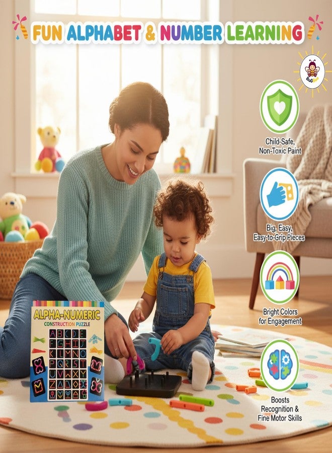 أحجية الحروف والأرقام - ألعاب بناء الحروف والأرقام للأطفال | ألغاز تعليمية على طريقة مونتيسوري | مكعبات بناء تعليمية للأولاد والبنات من عمر 3 إلى 5 سنوات | لعبة أنشطة للأطفال الصغار - Image 3