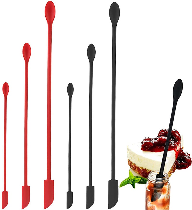HAGBOU Mini Silicone Spatula, 6 PCS Jar Spatula, Reusable Double-ended Tiny Silicone Spoon for Kitchen and Beauty - Image 1