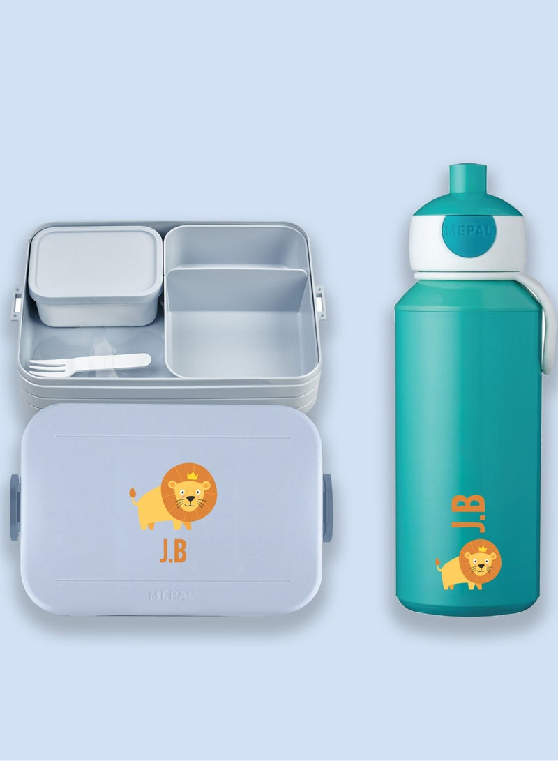 Mepal Small Bundle - Personalised Loin Lunch Box with Personalised Water Bottle for Kids School - Image 3