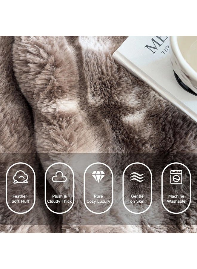 Fruaros Luxury 1000GSM Faux Rabbit Fur Throw Blanket, Tie-Dye Brown, Ultra Soft Plush 3D Bubble Design, Reversible Mink Brown Blanket for Couch, Sofa, Bed & Living Room, 50"x60", Gift for Women & Family - Image 3