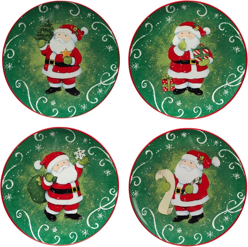 Certified International Holiday Magic Santa 9 DessertSalad Plates Set of 4 - Image 1