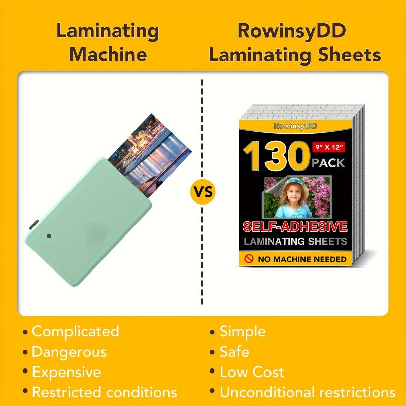 130 Pcs Self Adhesive Laminating Sheets 9x12 Inches No Machine Needed Peel Stick - Image 3