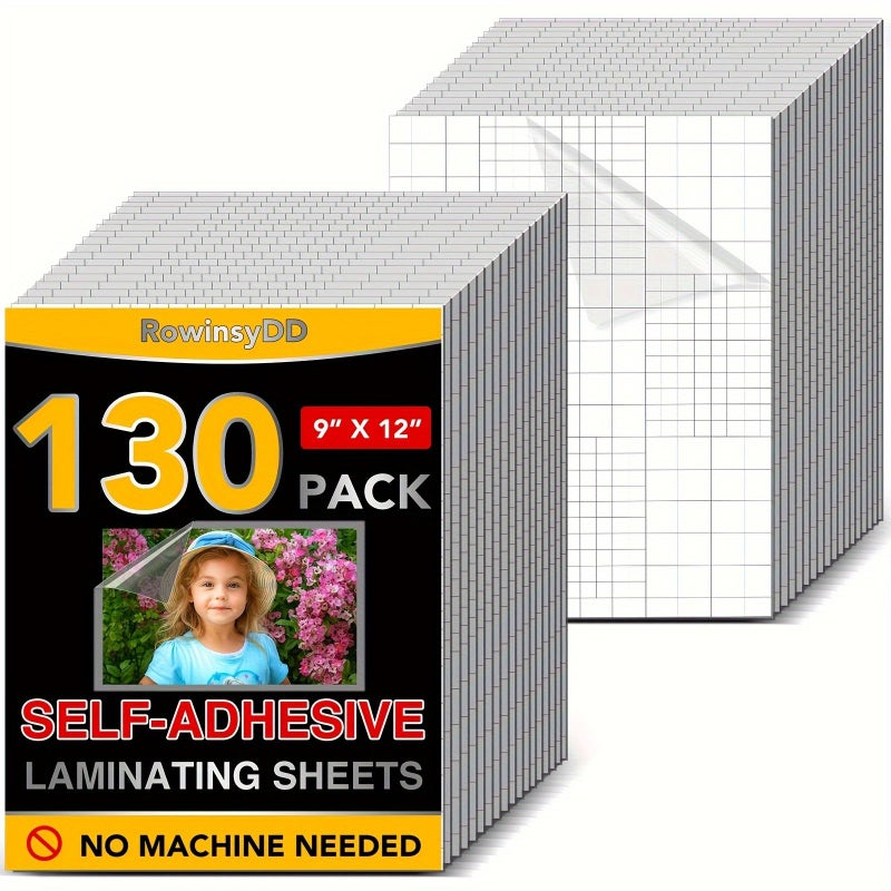 130 Pcs Self Adhesive Laminating Sheets 9x12 Inches No Machine Needed Peel Stick - Image 1