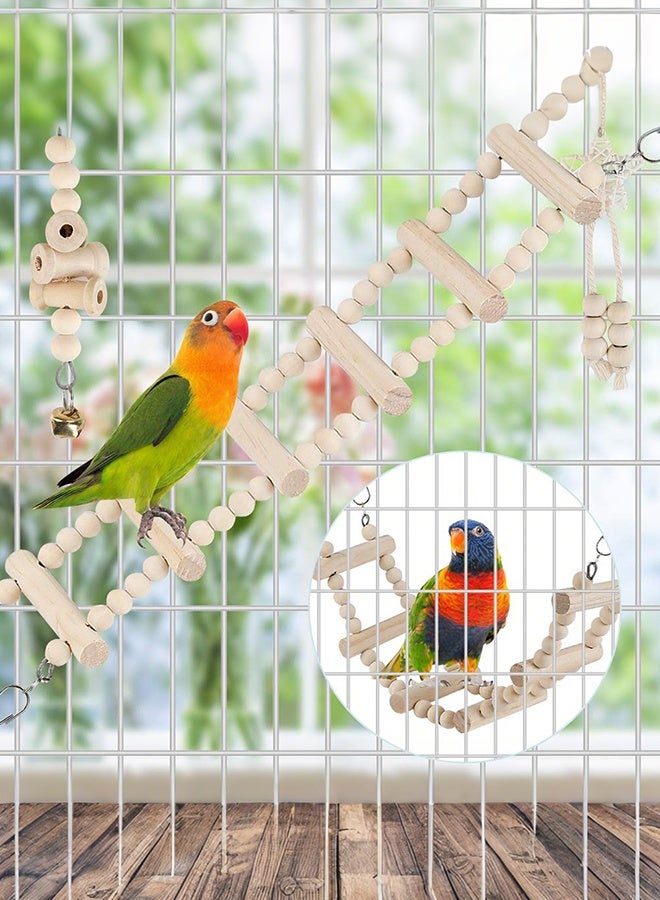 Forthcan Natural Wood Bird Cage Toys Set, Hanging Chew Swing and Climbing Ladder for Parrot, Parakeet, Cockatiel, Conure, Lovebirds and Small Birds - Image 2