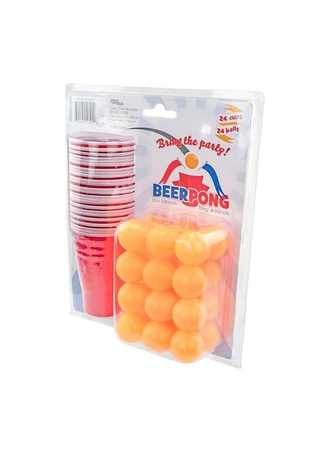 Fairly Odd Novelties - Beer Pong Set, Red Cups and Ping Pong Balls. - Image 1