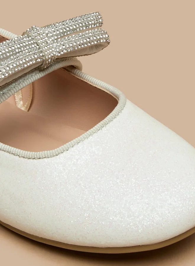 Celeste Girls Glittery Round Toe Ballerina Shoes with Hook and Loop Closure