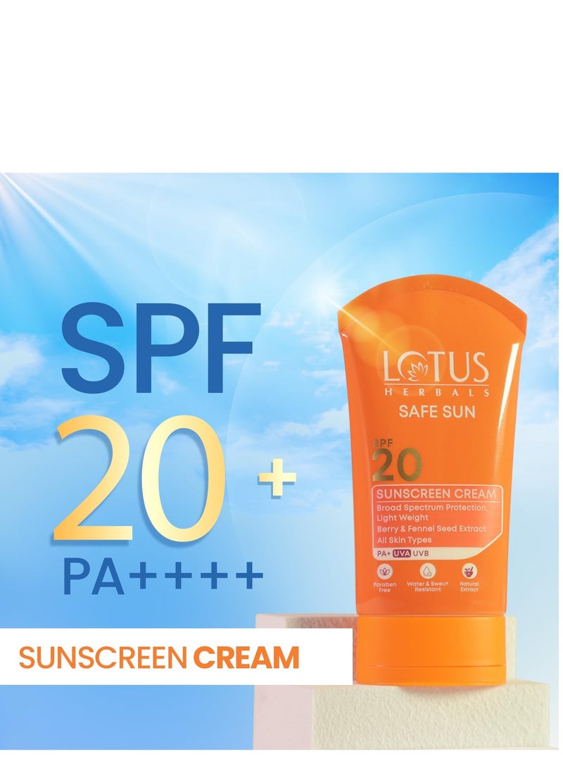 LOTUS HERBALS Sunscreen Cream  Breezy Berry SPF 20 PA+ For All Skin types Sweat and Waterproof Non Greasy 50g White  - Image 2