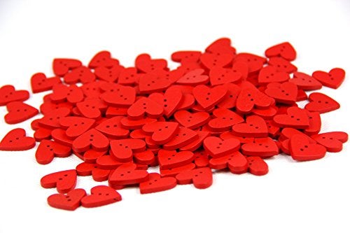 RayLineDo One Pack of About 160pcs Red 20mm Heart Shaped Painted 2 Hole Wooden Buttons Package for Sewing Scrapbooking Crafting - Image 2