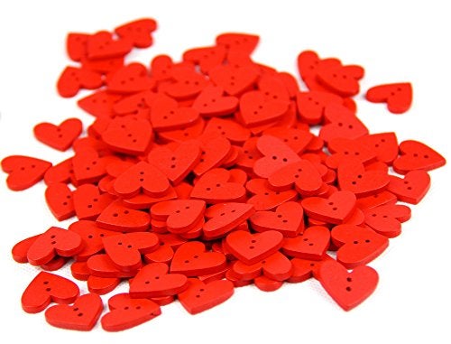 RayLineDo One Pack of About 160pcs Red 20mm Heart Shaped Painted 2 Hole Wooden Buttons Package for Sewing Scrapbooking Crafting - Image 3