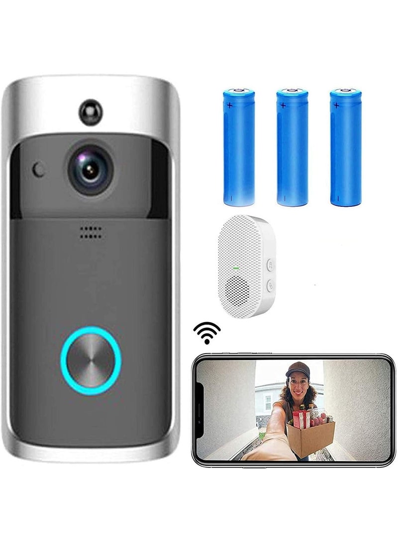 جرس باب ذكي مع كاميرا فيديو WiFi – 720P HD، لاسلكي، جرس داخلي، صوت ثنائي الاتجاه، عدسة واسعة 166°، كشف حركة، رؤية ليلية - Image 4