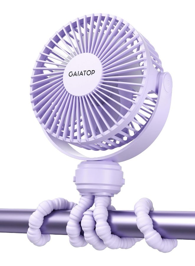 Gaiatop Mini Electric Fan with 360 Rotation, 5.5mm Gaps, Rechargeable Battery, 3 Speeds, Purple - Image 1