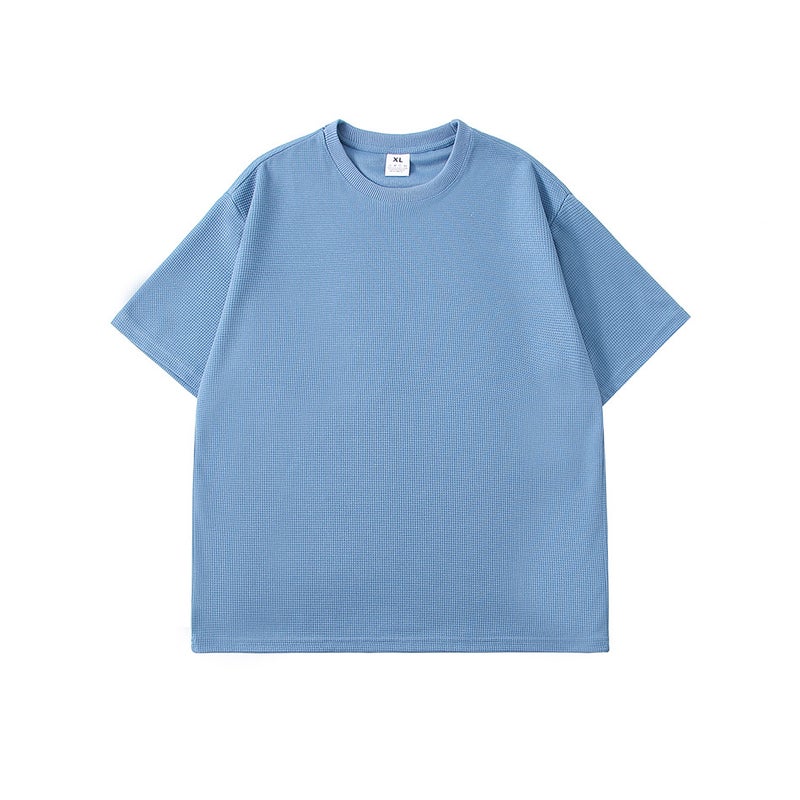 2024 Men'S Short-Sleeved T-Shirt 230G Light Plate Waffle Short-Sleeved T-Shirt Youth Casual T-Shirt - Image 5