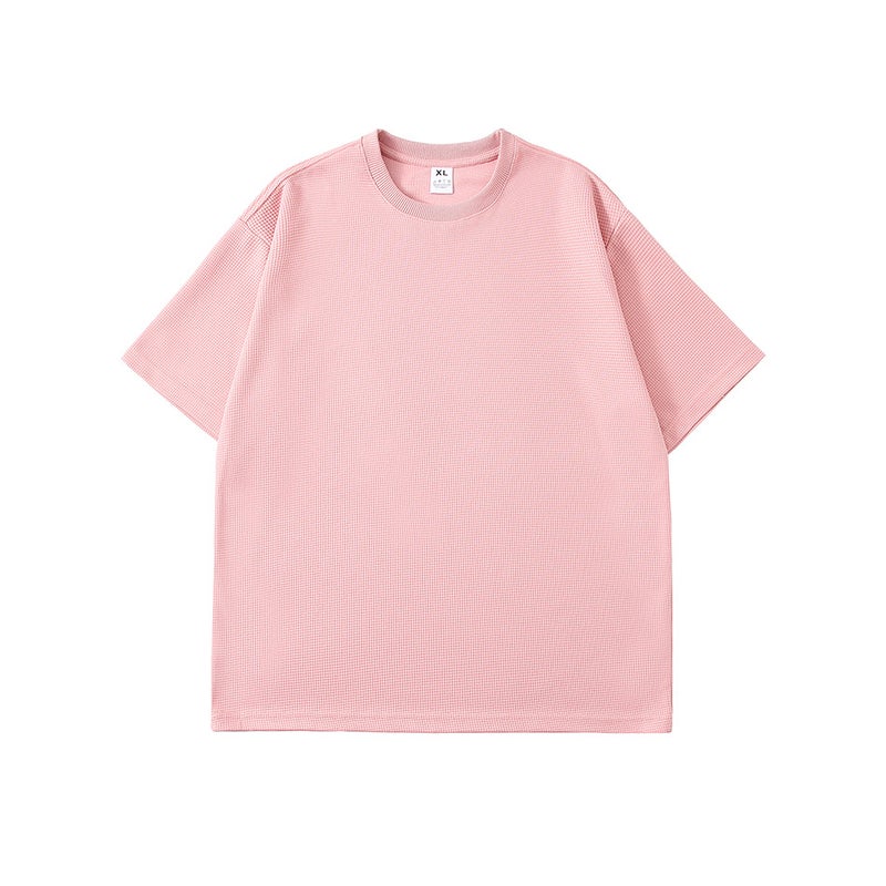 2024 Men'S Short-Sleeved T-Shirt 230G Light Plate Waffle Short-Sleeved T-Shirt Youth Casual T-Shirt - Image 3