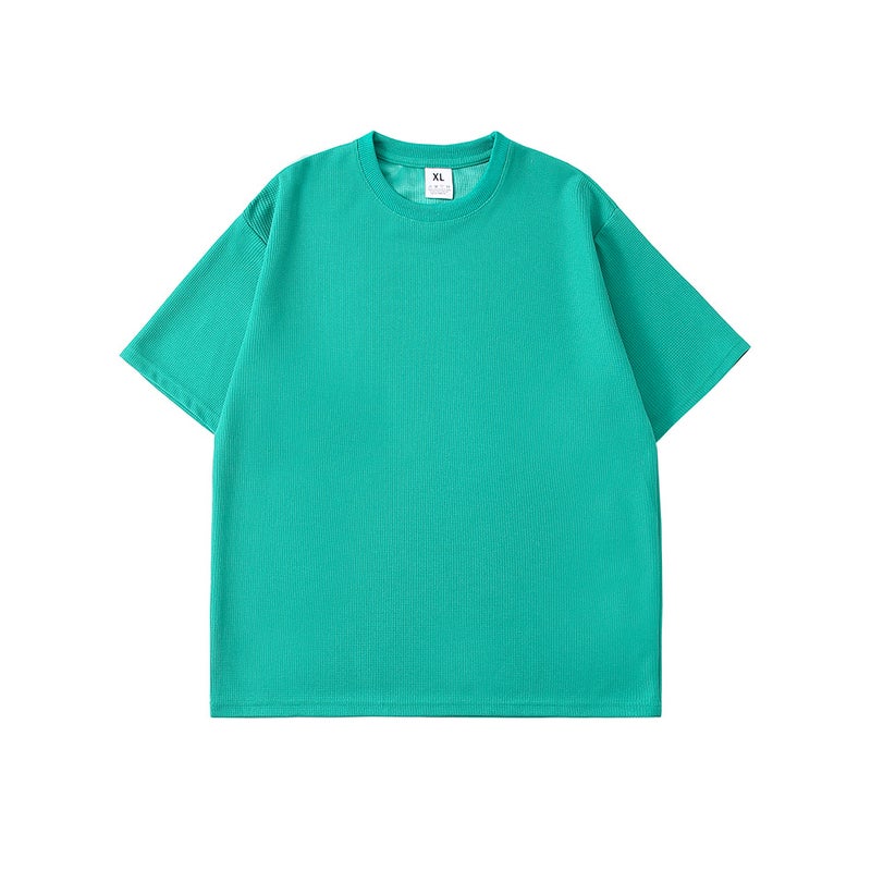 2024 Men'S Short-Sleeved T-Shirt 230G Light Plate Waffle Short-Sleeved T-Shirt Youth Casual T-Shirt - Image 1