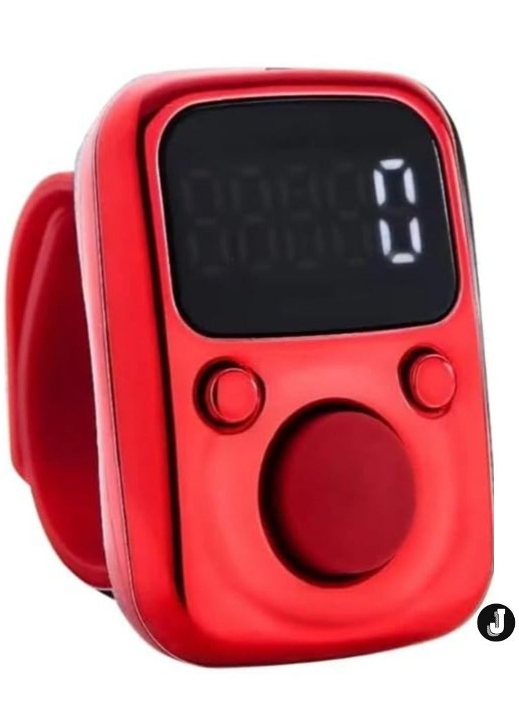JAJEEK "NEW Electric Finger Counter with LED Display – Digital Dhikr Tasbih Ring, Glow in the Dark, Accurate Counting Device with Replaceable Battery (Red)" - Image 1