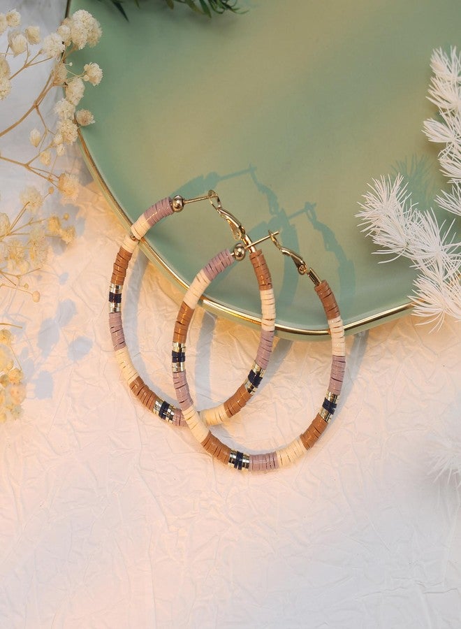 minihope Bohemian Hoop Earrings for Women - Handmade Heishi Beaded Statement Earrings, Hypoallergenic 316 Stainless Steel, Lightweight & Colorful Resin Hoops, Trendy Jewelry Gift (SET-01) - Image 4