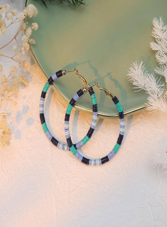 minihope Bohemian Hoop Earrings for Women - Handmade Heishi Beaded Statement Earrings, Hypoallergenic 316 Stainless Steel, Lightweight & Colorful Resin Hoops, Trendy Jewelry Gift (SET-01) - Image 5