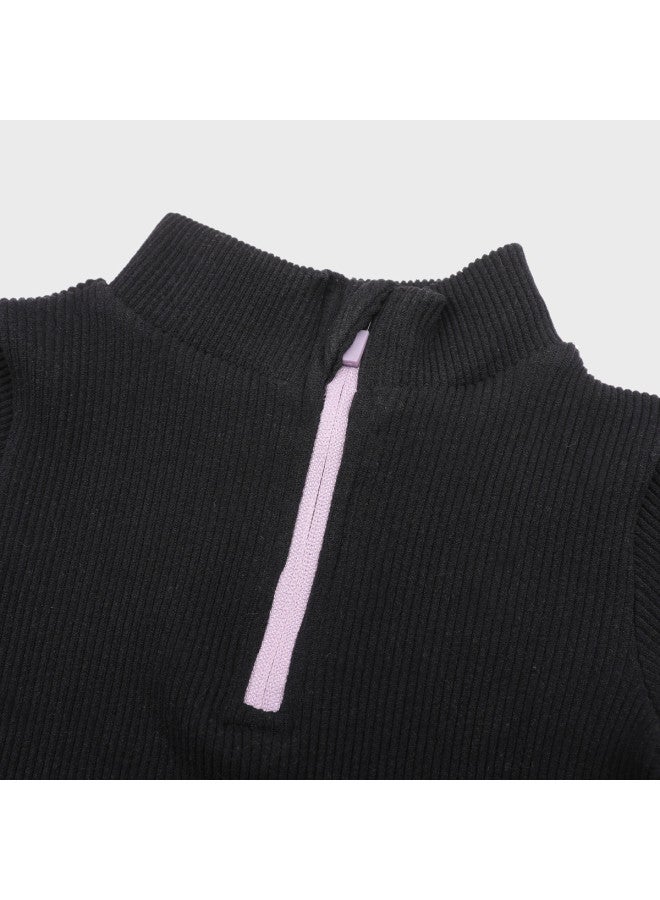 Zara kids' Fashion Stretch Slim-fit Ribbed Knit Long-sleeve Top & Pants Casual Outfit - Image 4