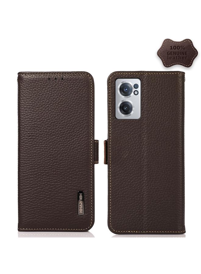 S-TOP Case For OnePlus Nord CE 2 5G KHAZNEH Side-Magnetic Litchi Genuine Leather RFID Phone Case - Image 1